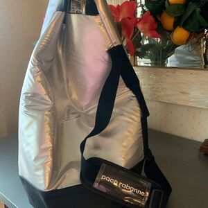 Paco Rabanne, NEW NEVER CARRIED, Large duffle bag, SILVER buckle closure.
